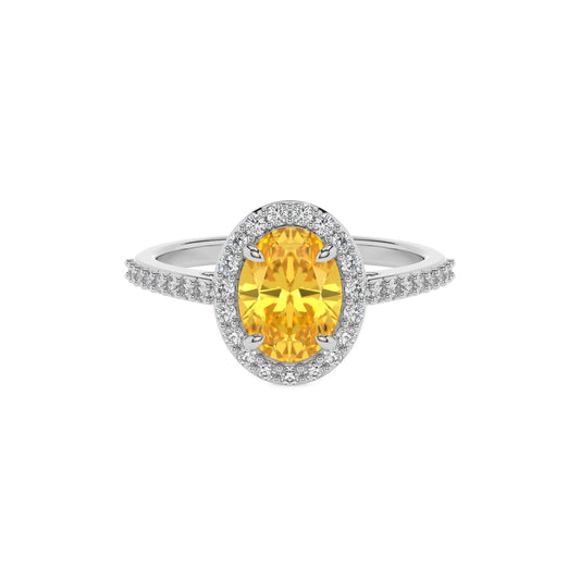 lab grown yellow-sapphire oval solitaire rings in platinum 