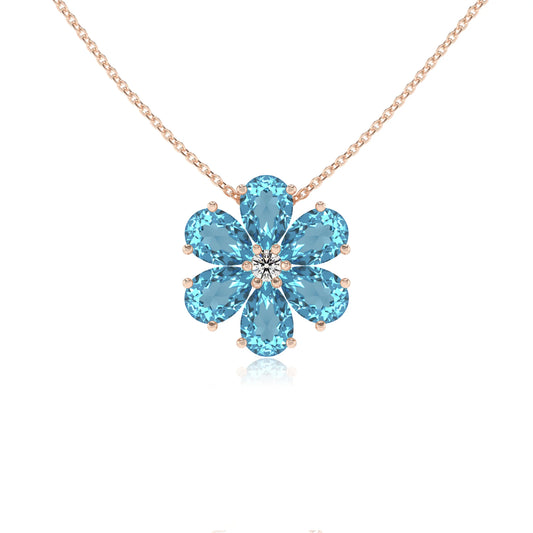 natural swiss-blue-topaz pear solitaire necklaces in rose gold 