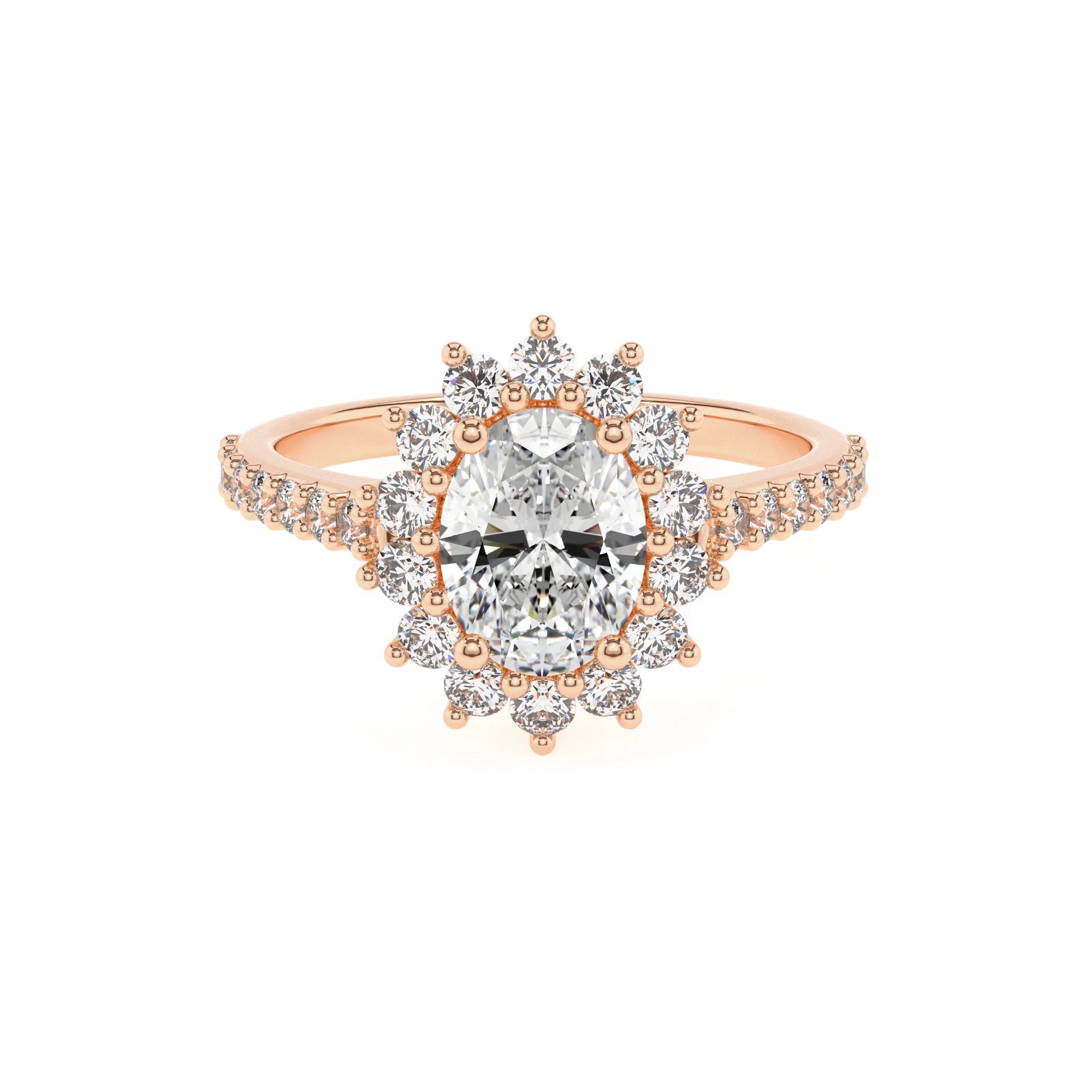 lab grown moissanite oval solitaire rings in rose gold 