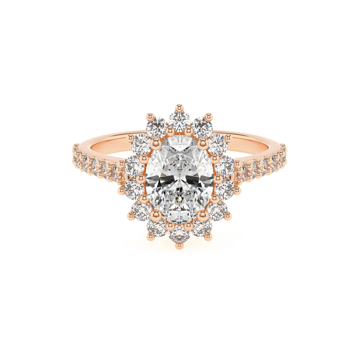 lab grown moissanite oval solitaire rings in rose gold 