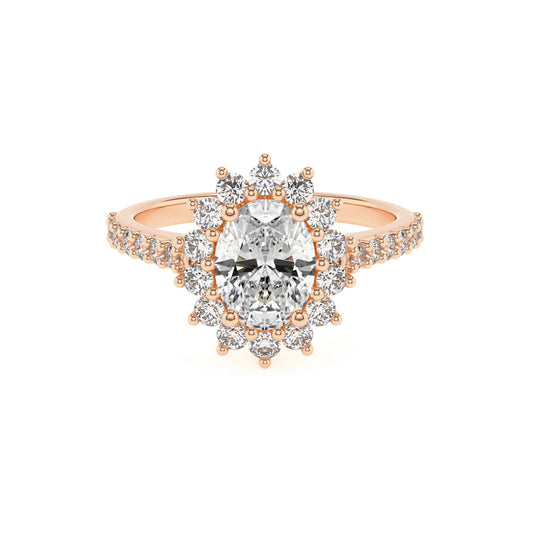 lab grown moissanite oval solitaire rings in rose gold 