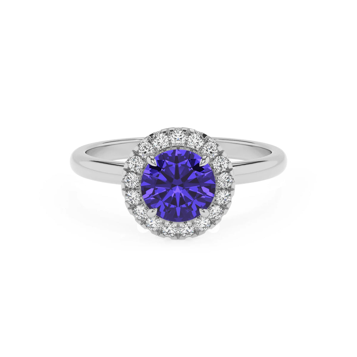 lab grown tanzanite round solitaire rings in sterling silver 