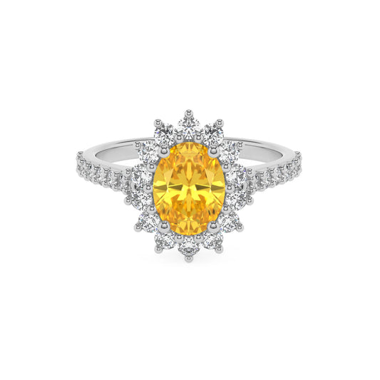 lab grown yellow-sapphire oval solitaire rings in white gold 