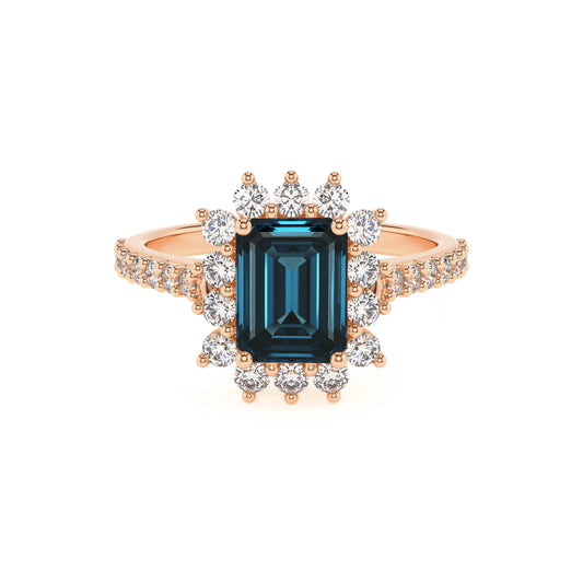 natural london-blue-topaz emerald cut solitaire rings in rose gold 