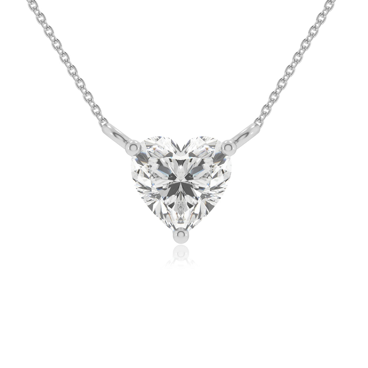 lab grown moissanite heart solitaire necklaces in sterling silver 