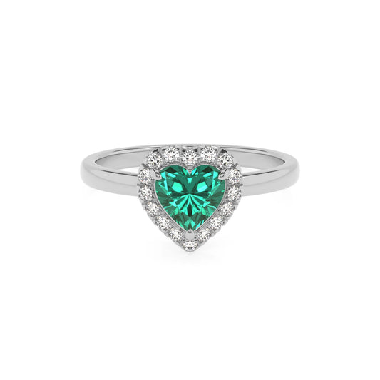 lab grown emerald heart solitaire rings in white gold 