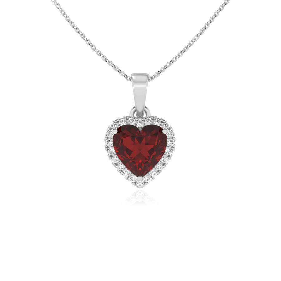 natural garnet heart solitaire necklaces in sterling silver 
