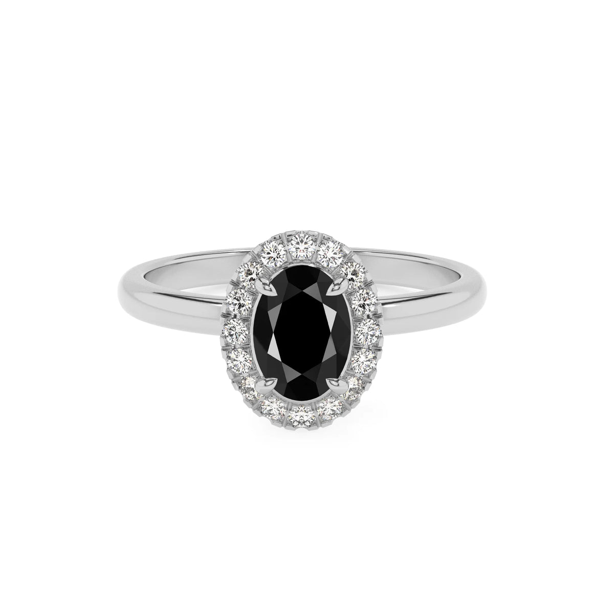 natural black-onyx oval solitaire rings in platinum 
