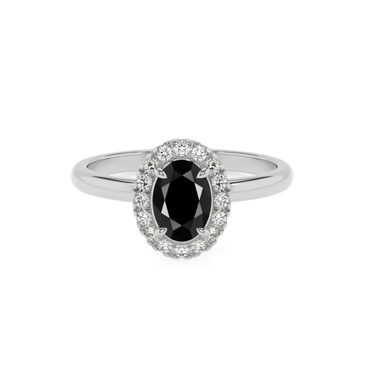 natural black-onyx oval solitaire rings in platinum 