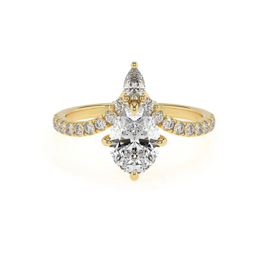 lab grown moissanite oval solitaire rings in yellow gold 
