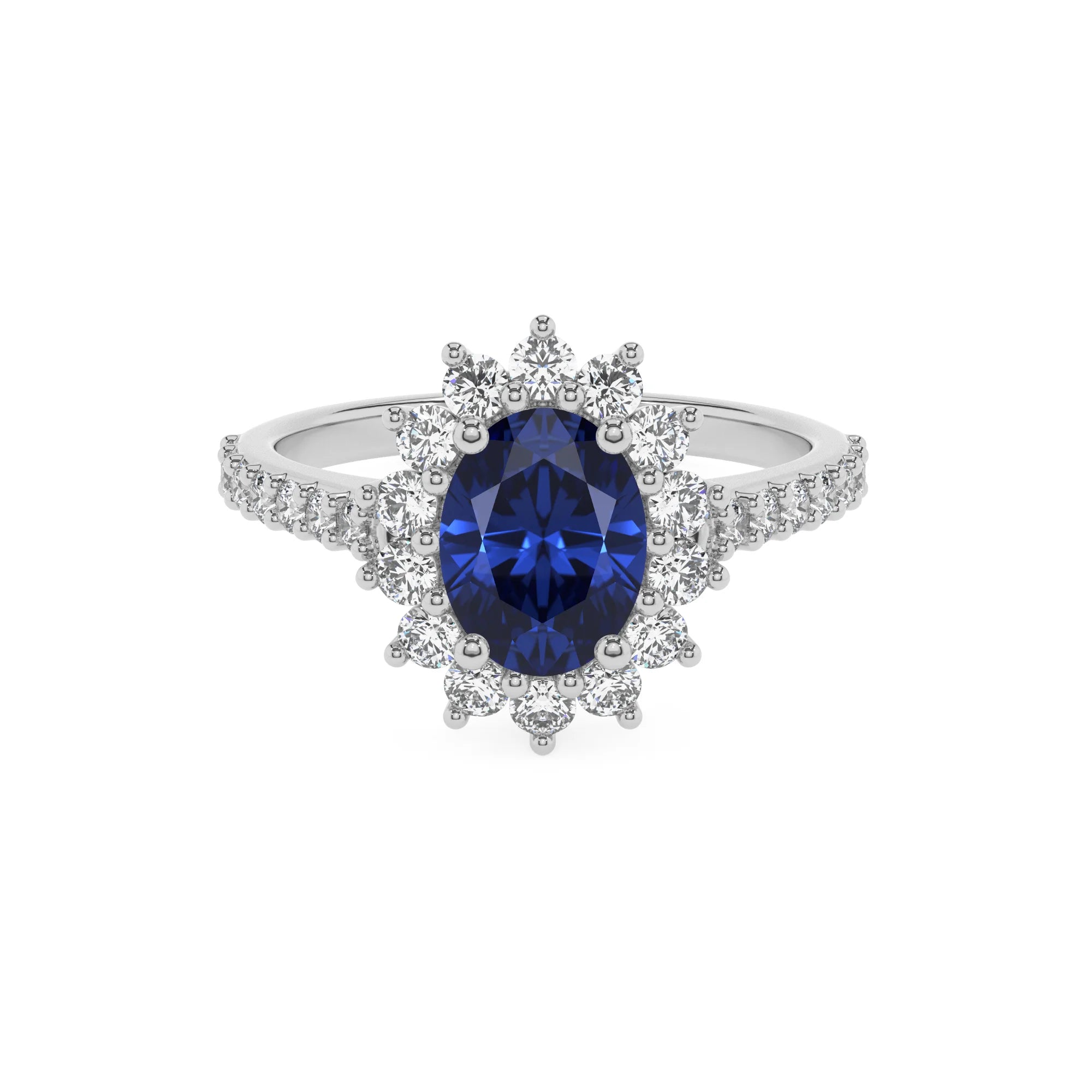 lab grown blue-sapphire oval solitaire rings in sterling silver 