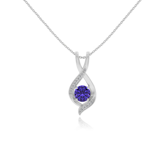 lab grown tanzanite round solitaire necklaces in white gold 