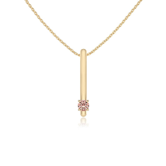 lab grown morganite round bar necklaces in yellow gold 