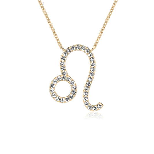 lab grown moissanite round necklaces in yellow gold 