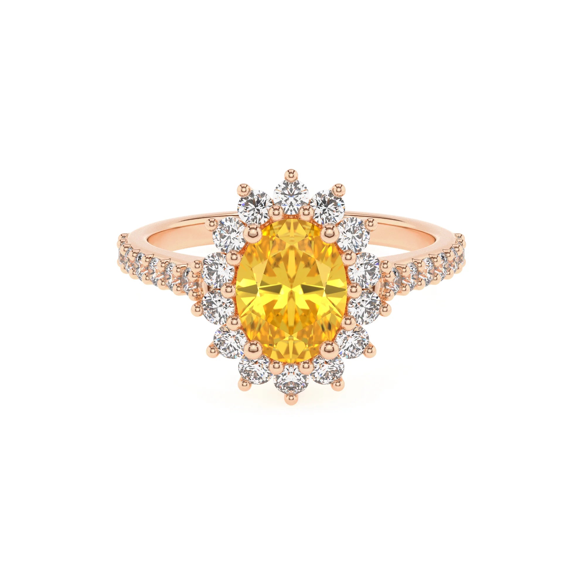 lab grown yellow-sapphire oval solitaire rings in rose gold 