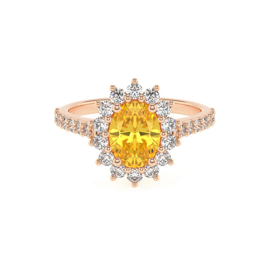 lab grown yellow-sapphire oval solitaire rings in rose gold 