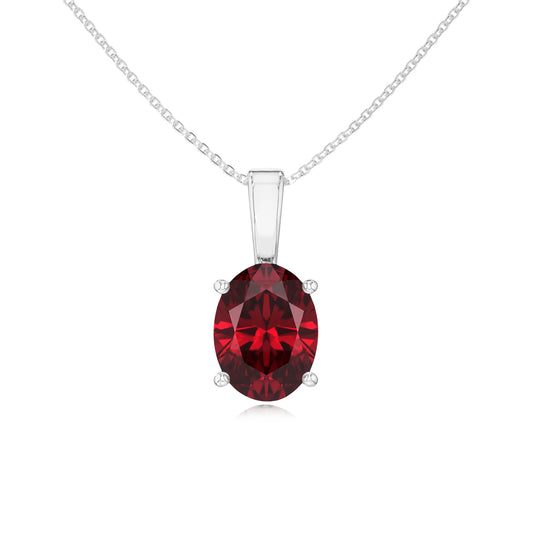 lab grown ruby oval solitaire necklaces in rose gold 
