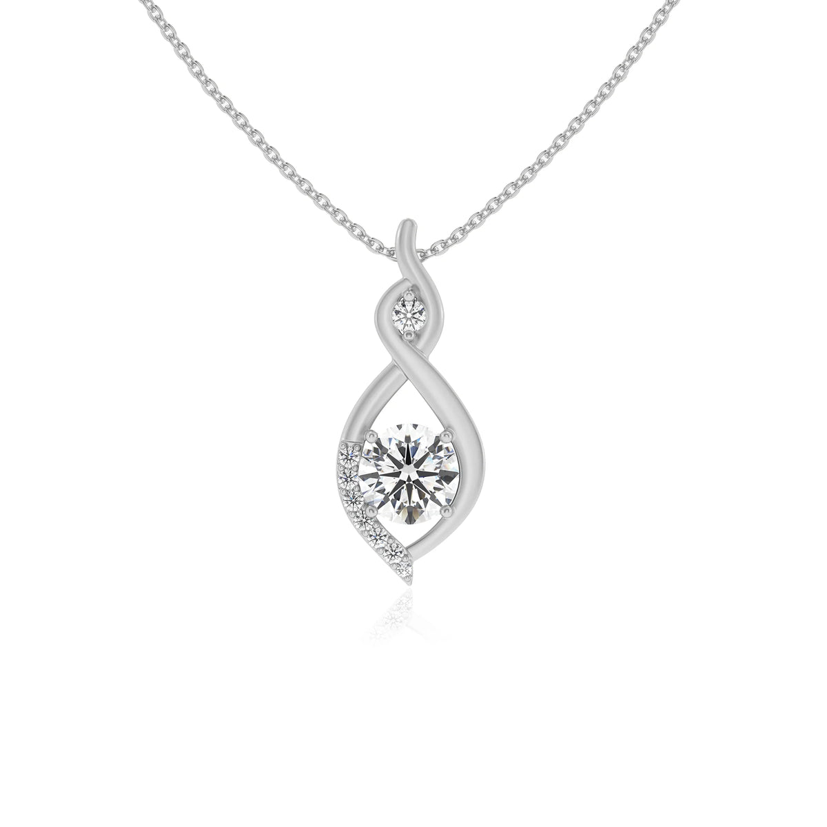 lab grown moissanite round solitaire necklaces in platinum 