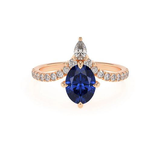 lab grown blue-sapphire oval solitaire rings in rose gold 