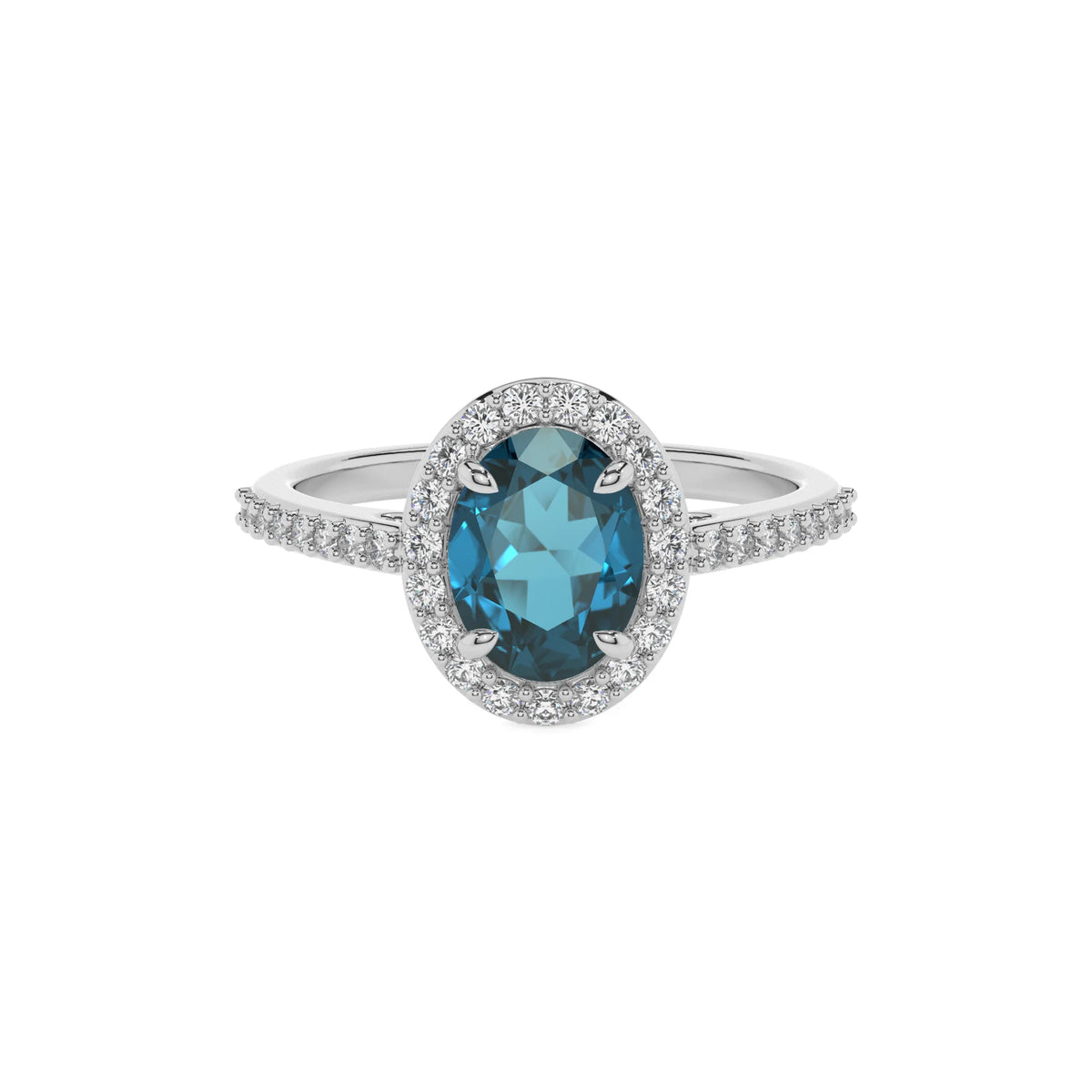 natural london-blue-topaz oval solitaire rings in sterling silver 