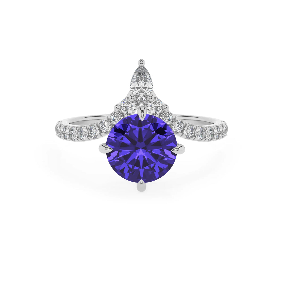 lab grown tanzanite round solitaire rings in sterling silver 