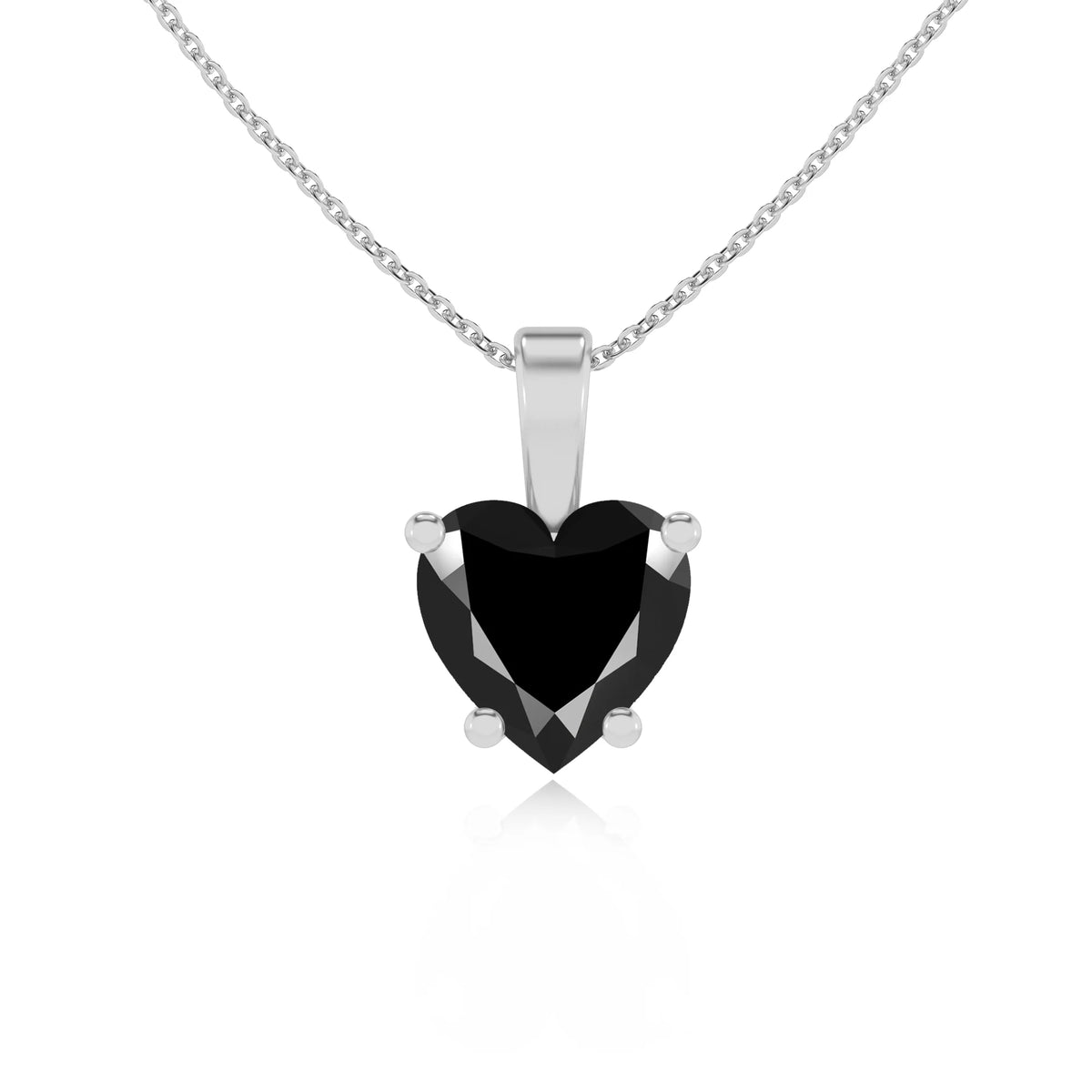 natural black-onyx heart solitaire necklaces in platinum 