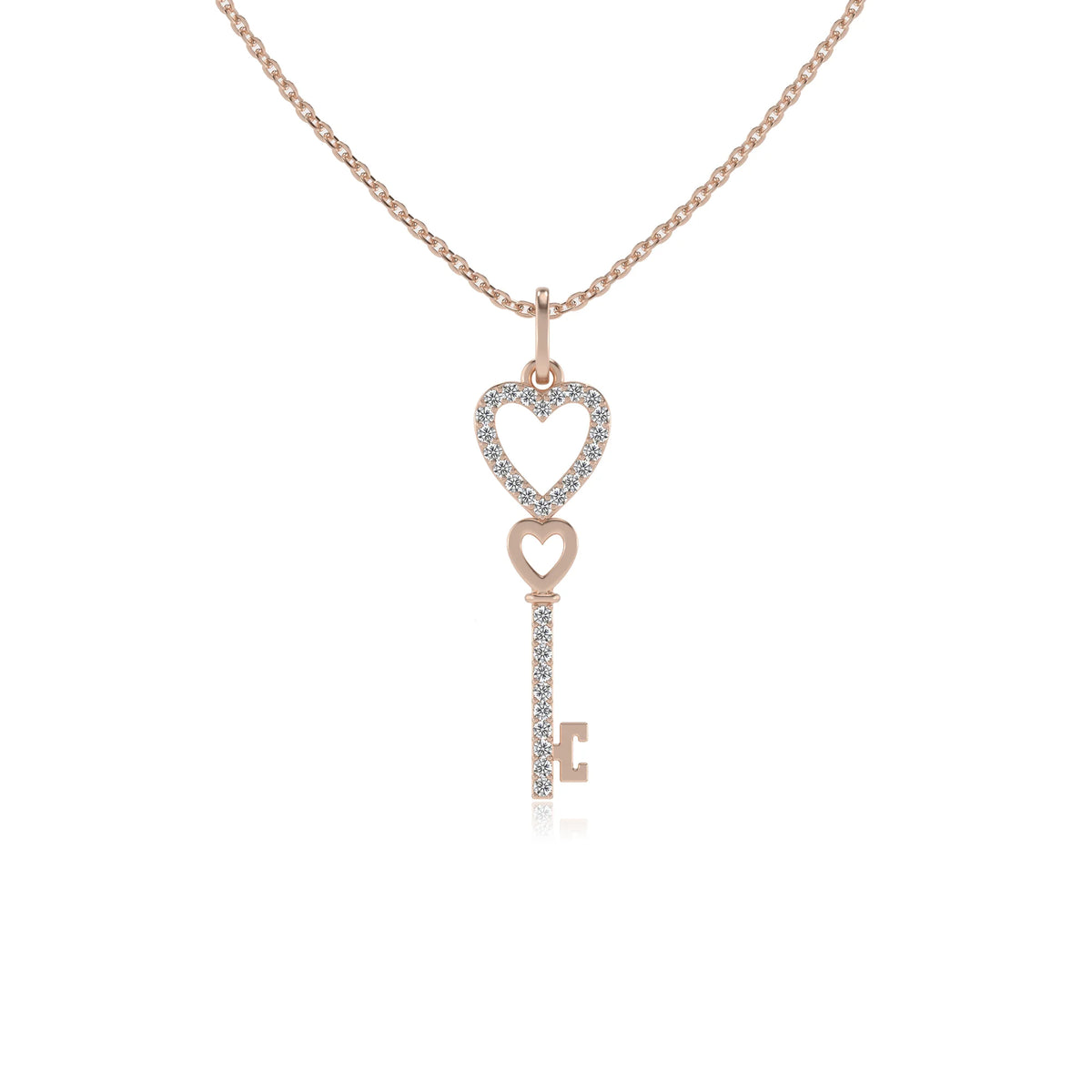 lab grown moissanite round drop necklaces in rose gold 