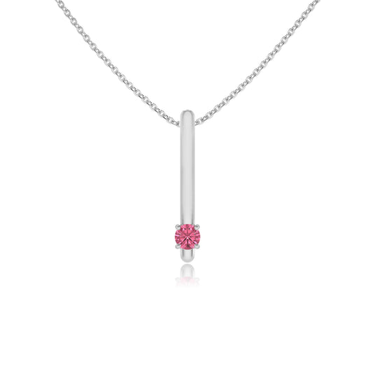 lab grown pink-tourmaline round bar necklaces in platinum 