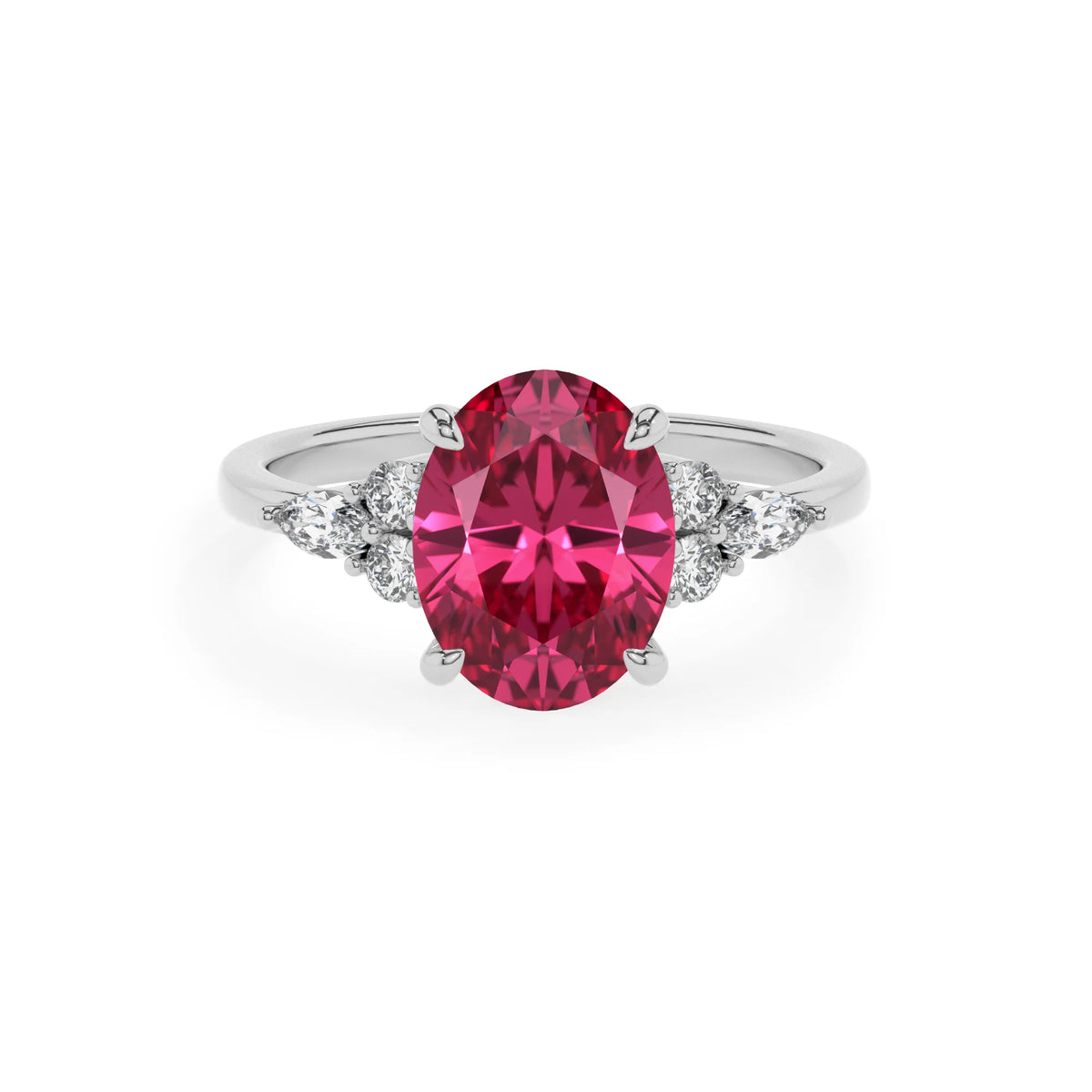 lab grown pink-tourmaline oval solitaire rings in sterling silver 