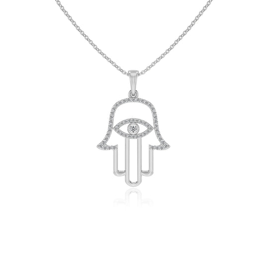 lab grown moissanite round infinity necklaces in white gold 