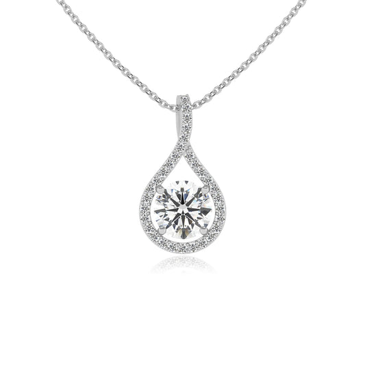 lab grown moissanite round solitaire necklaces in platinum 