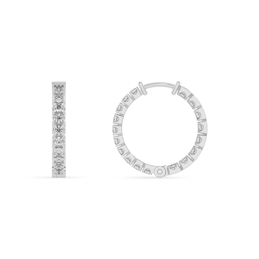 lab grown diamond round hoop earrings in sterling silver 