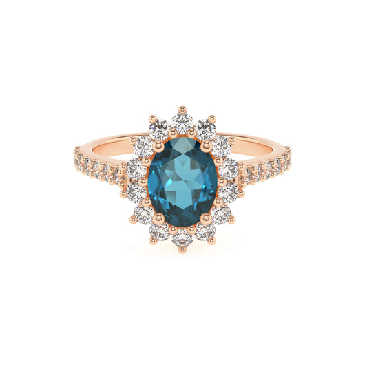 natural london-blue-topaz oval solitaire rings in rose gold 