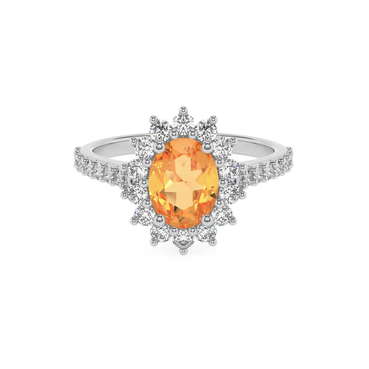 lab grown citrine oval solitaire rings in platinum 