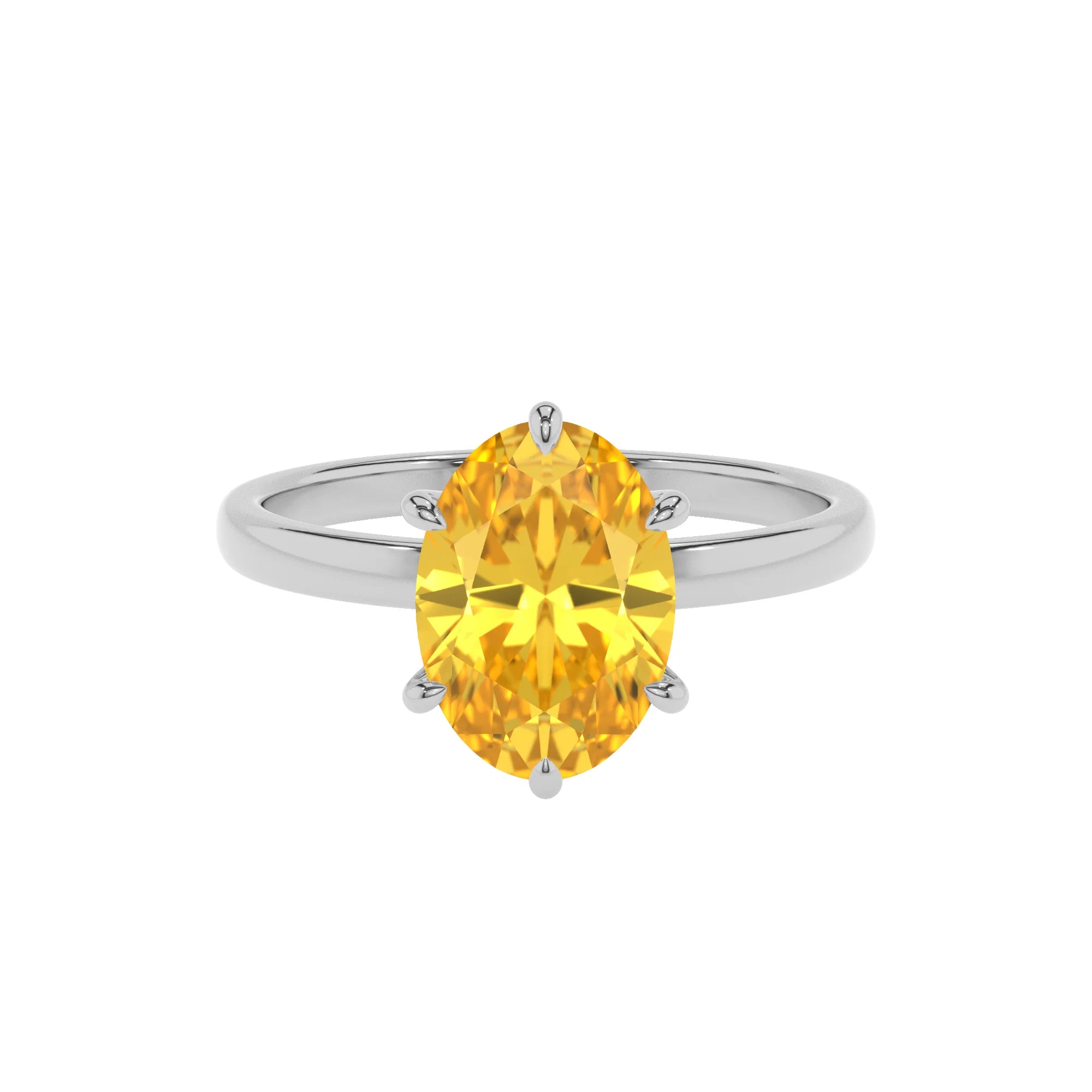 lab grown yellow-sapphire oval solitaire rings in sterling silver 