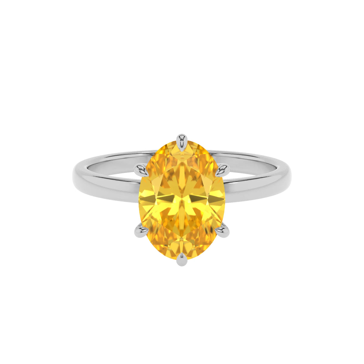 lab grown yellow-sapphire oval solitaire rings in sterling silver 