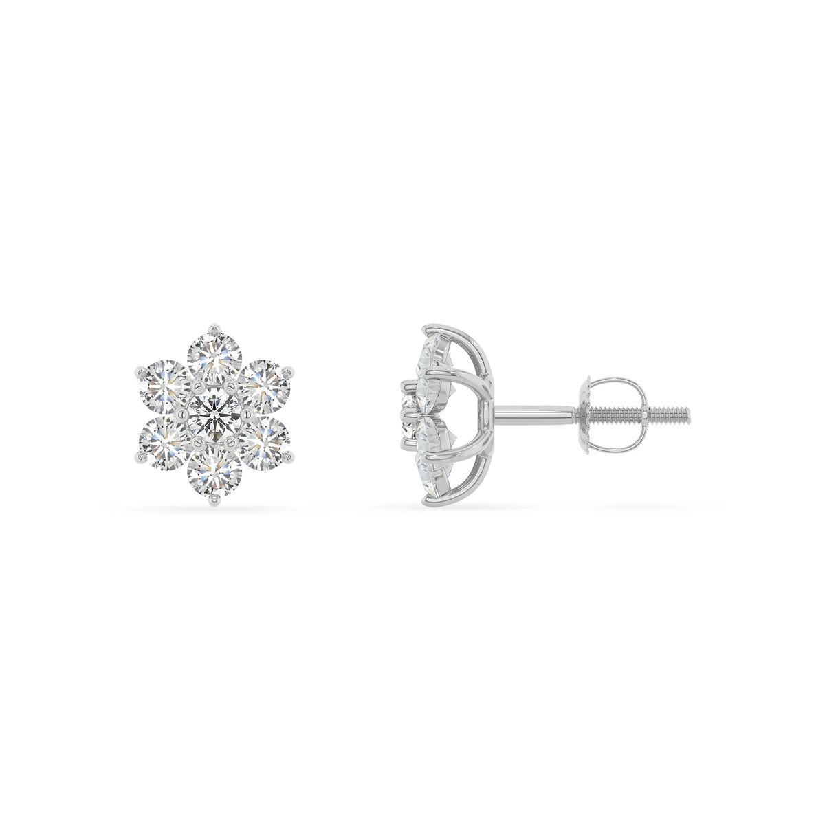 Lab Grown Moissanite Round Stud Earrings