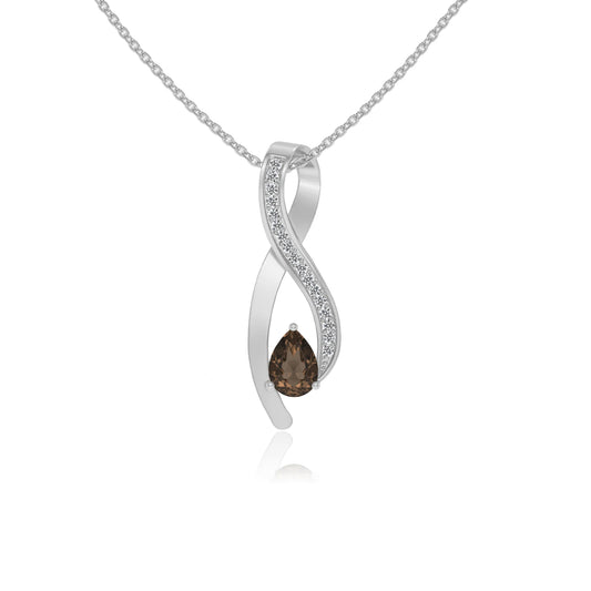 natural smoky-quartz pear solitaire necklaces in platinum 