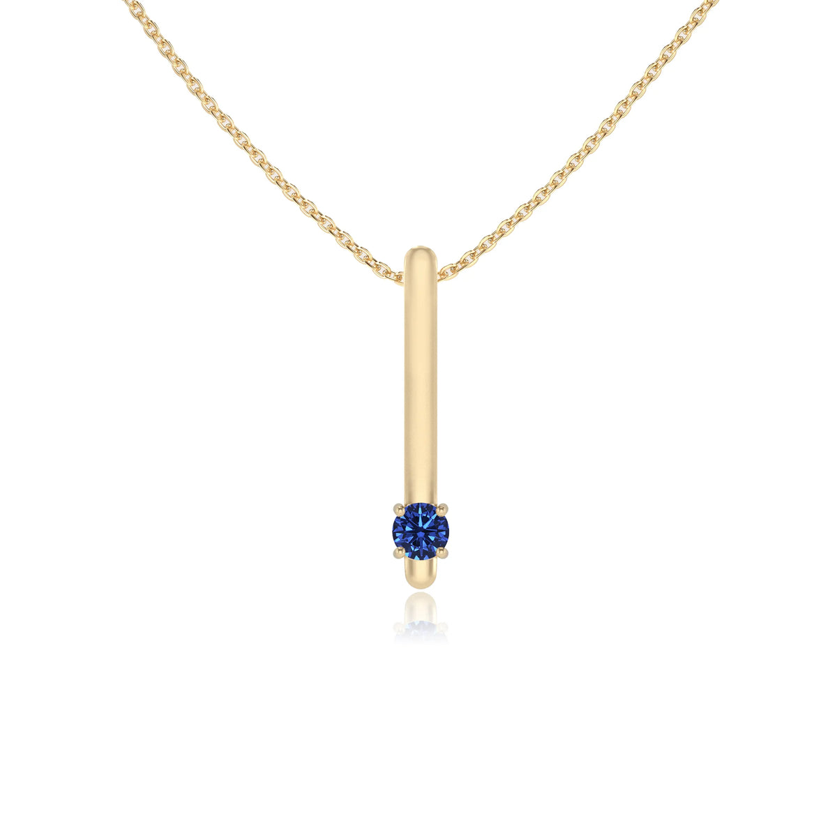 lab grown blue-sapphire round bar necklaces in yellow gold 