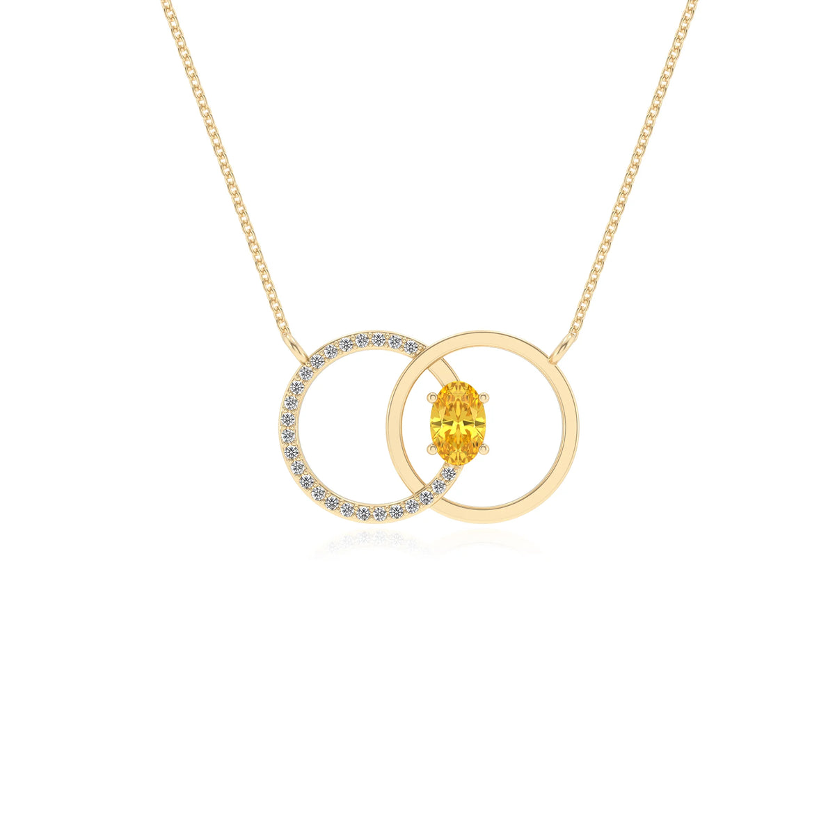 lab grown yellow sapphire oval solitaire necklaces in yellow gold 