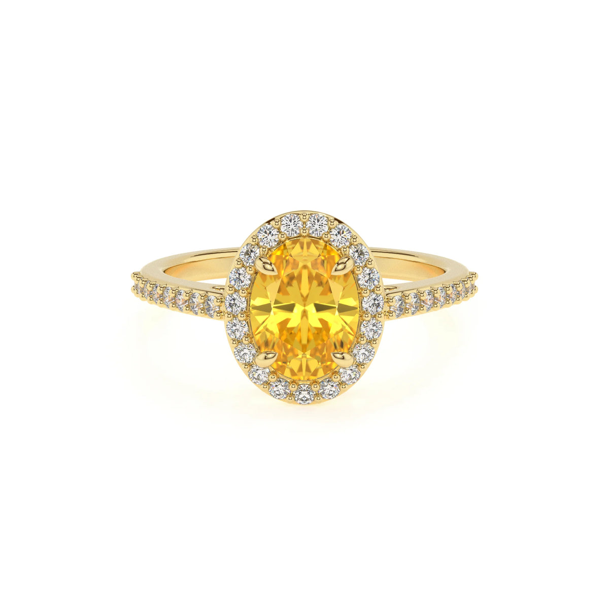 lab grown yellow-sapphire oval solitaire rings in yellow gold 