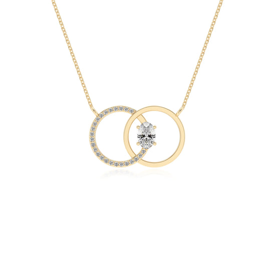 lab grown moissanite oval solitaire necklaces in yellow gold 