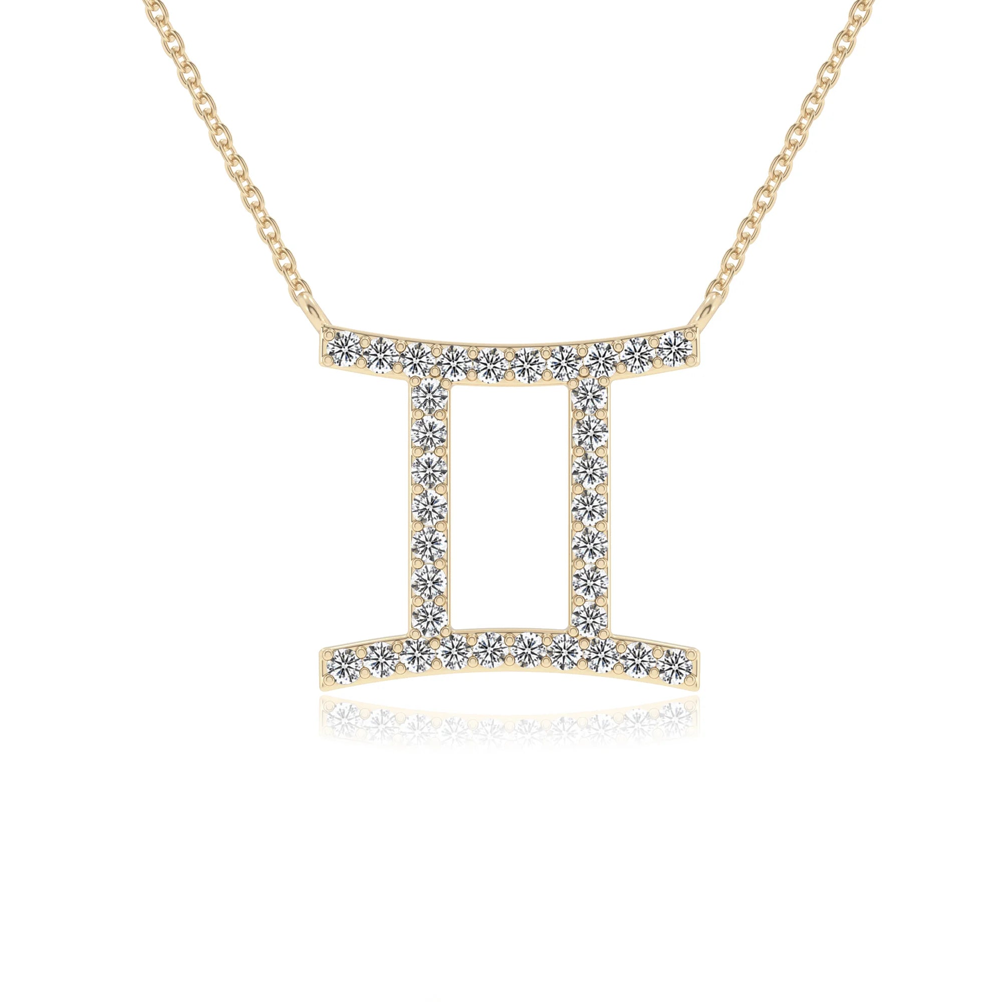 lab grown moissanite round necklaces in yellow gold 