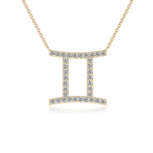 lab grown moissanite round necklaces in yellow gold 