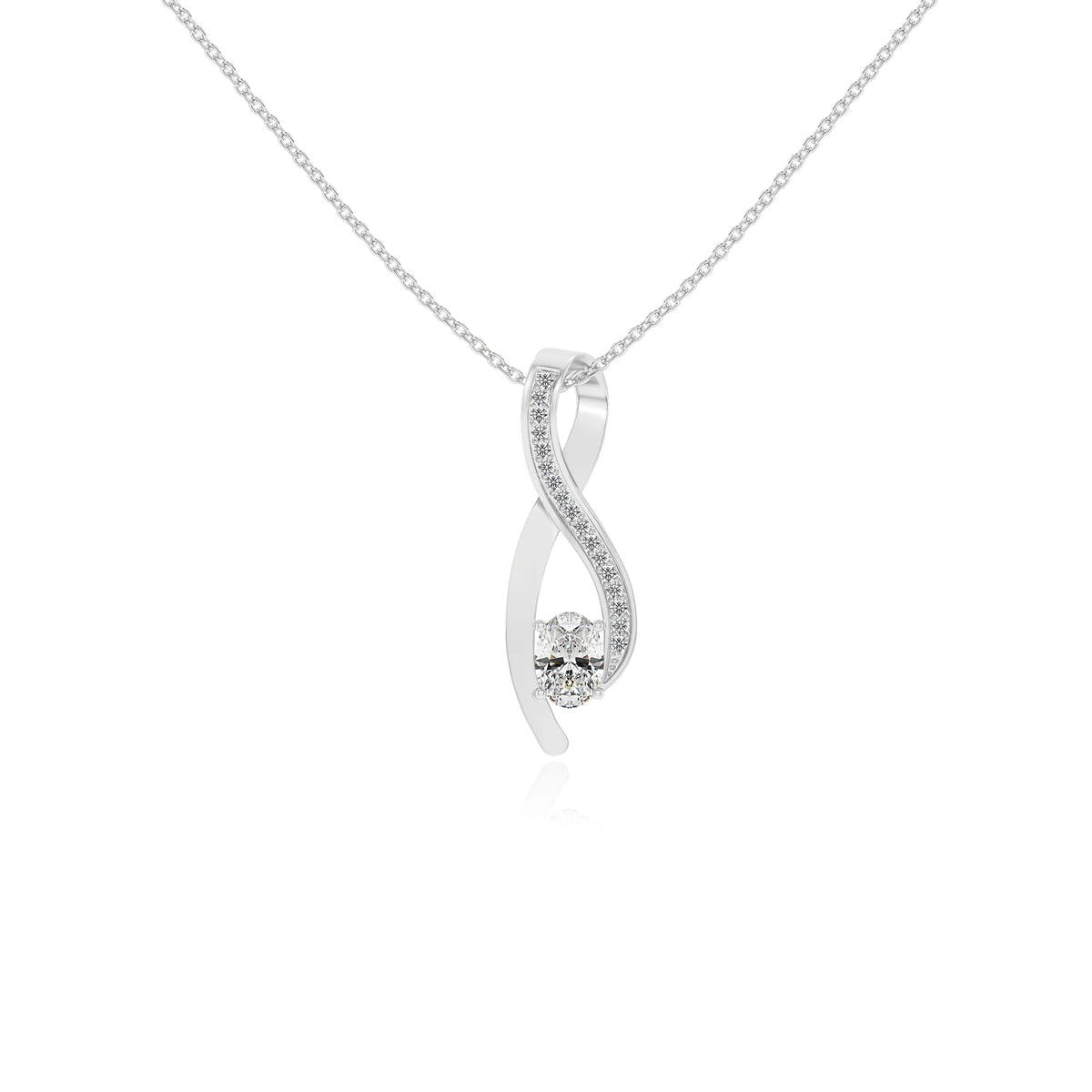 lab grown moissanite oval solitaire necklaces in platinum 