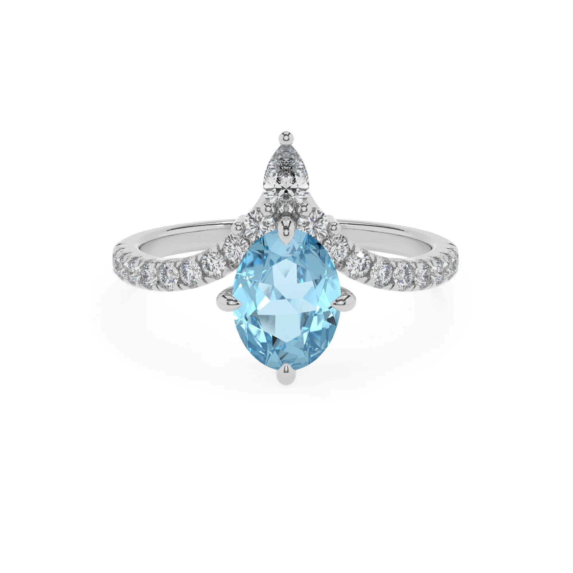 lab grown aquamarine oval solitaire rings in platinum 