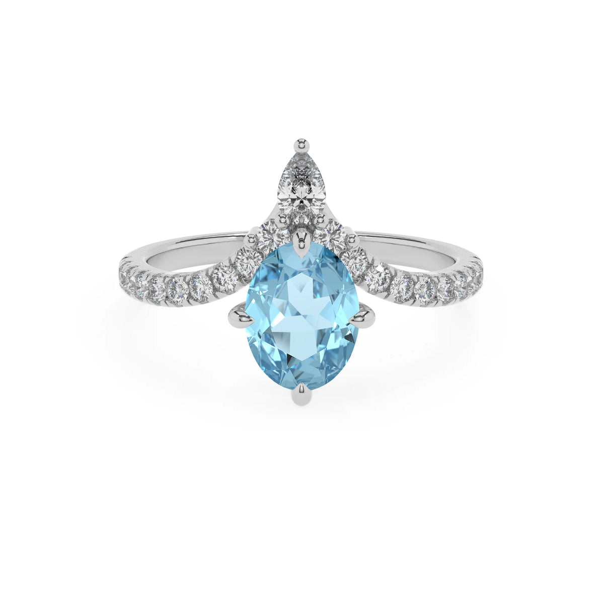lab grown aquamarine oval solitaire rings in platinum 