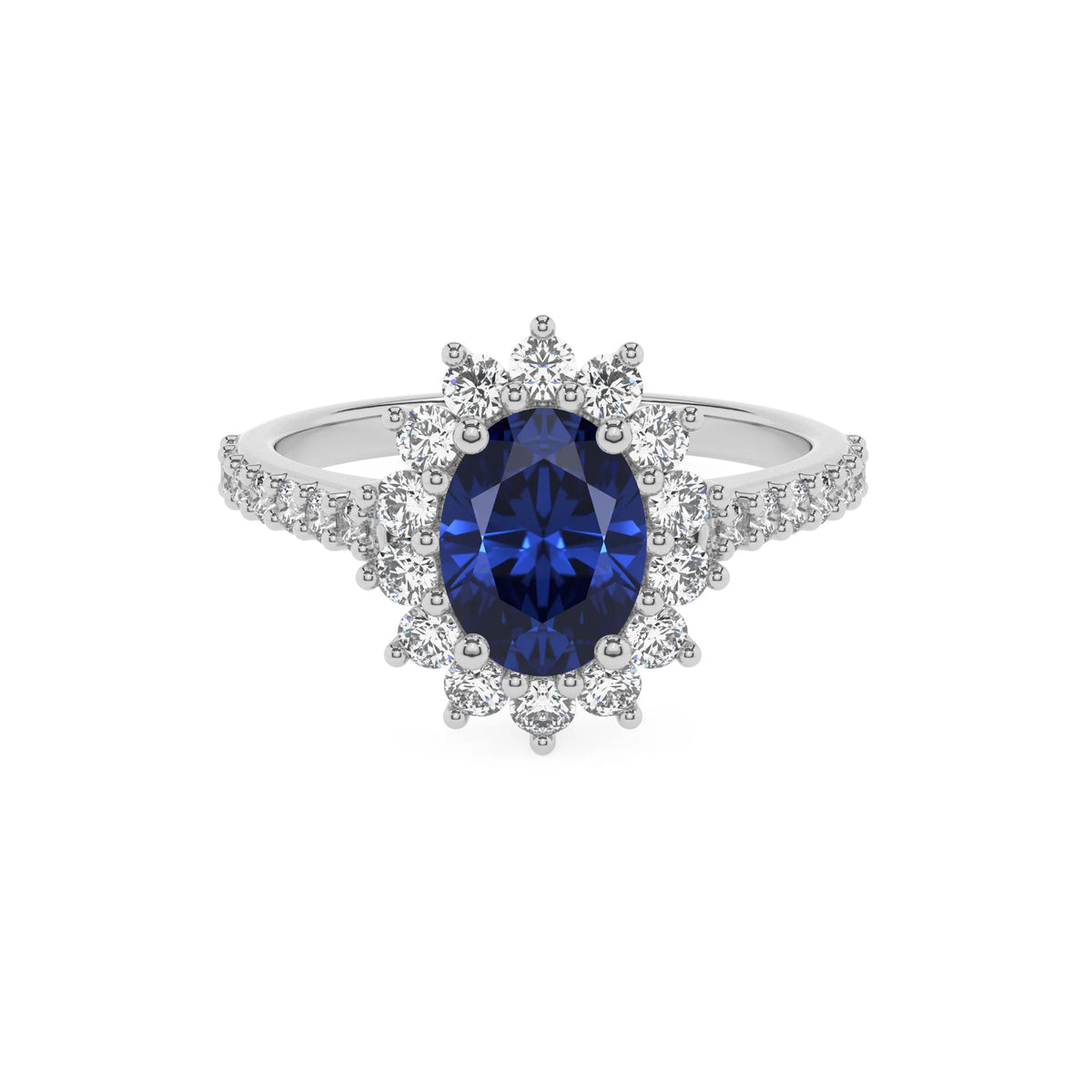 lab grown blue-sapphire oval solitaire rings in white gold 