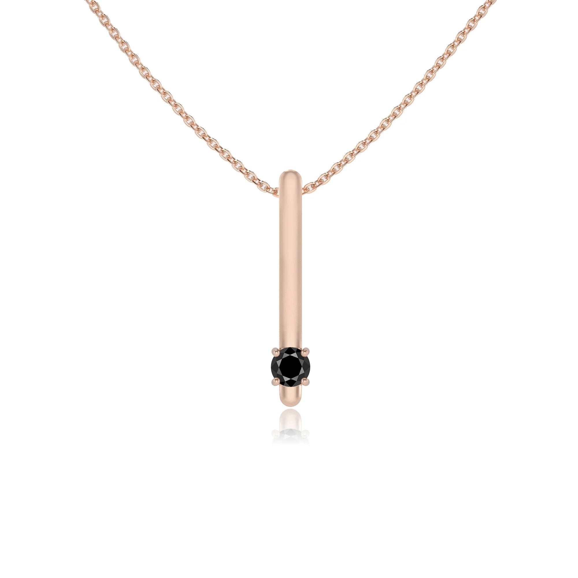 natural black-onyx round bar necklaces in rose gold 