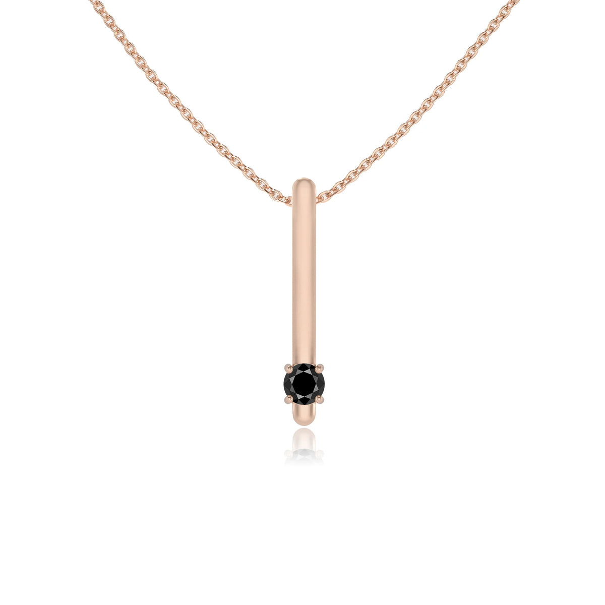 natural black-onyx round bar necklaces in rose gold 
